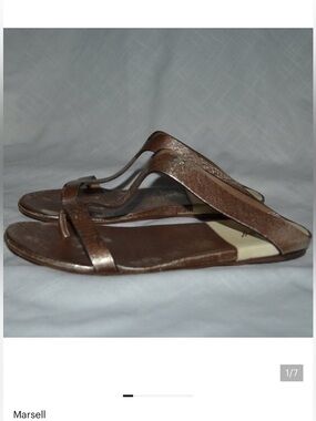 Sz 36.5 6 Marsell Gold Weathered Leather Sandals